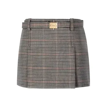 MIU MIU Checked Belted Mini Skirt