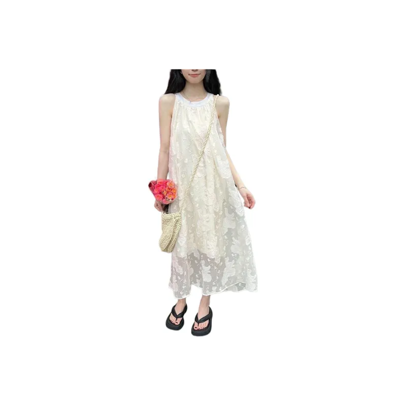 Mu Xiao Xin Sleeveless Dress Women's Apricot-0