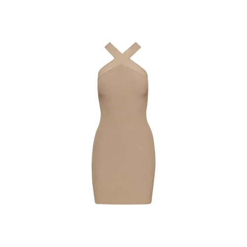 ARITZIA Babaton Sculpt Knit Criss Cross Dress Sleeveless Dress Women's Gold Camel