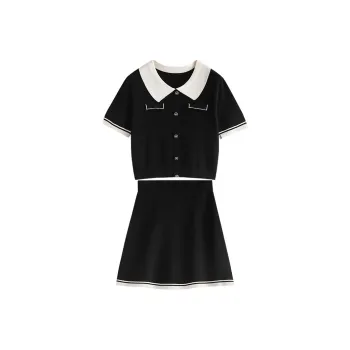 Initial Language Skirt Set Women's Black