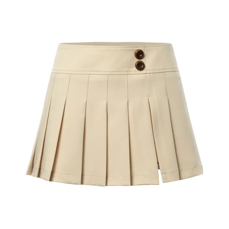 PUKI Casual Short Skirts Women's Light Yellow-0