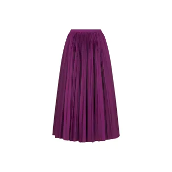 DIOR Mid Length Pleated Skirt Casual Long Skirts Women's Purple