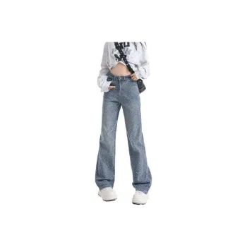 YINLEI Jeans Women's Laser Diamond Washed Blue