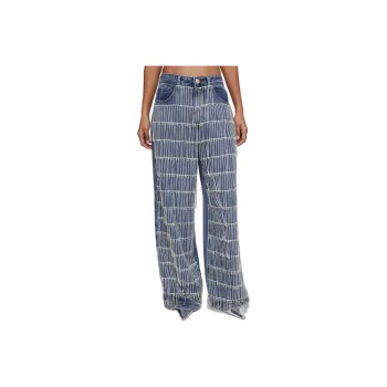 NASTY GAL Diamante Fringe Trim Denim Jean Jeans Women's Denim Blue