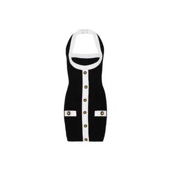 BALMAIN Halterneck Knitted Mini Dress