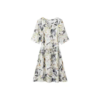 H-YXIANG Short-Sleeved Dresses Women's Fallen Leaves Fantasy