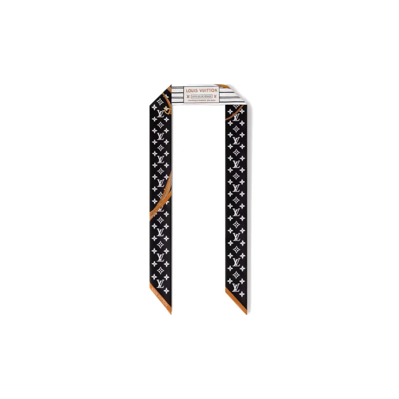 LOUIS VUITTON Mulberry Silk Hair Bands Women's Black White-1