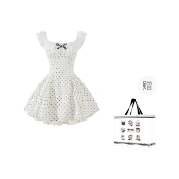 BDGU Sleeveless Dress Women's White Polka Dot