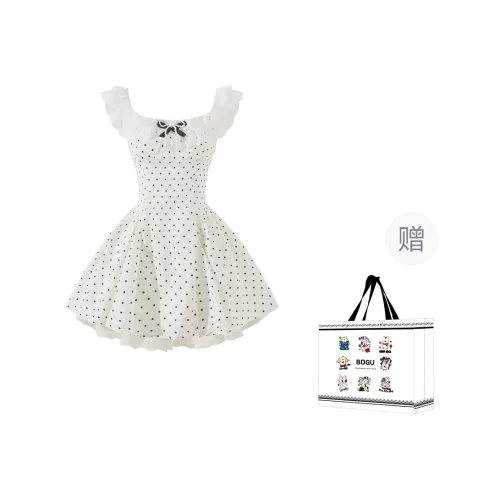 BDGU Sleeveless Dress Women's White Polka Dot