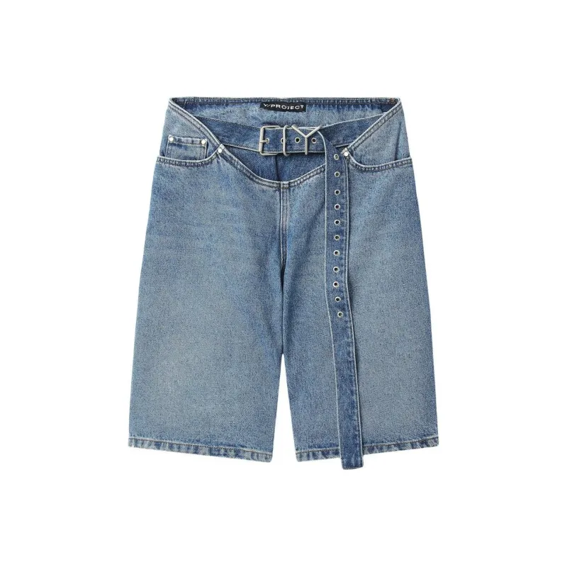 Y/Project Denim Shorts Women's Dodger Blue-0