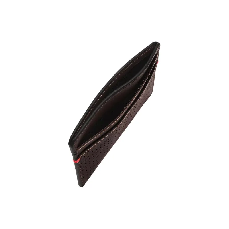 FOSSIL Leather Card Holder Men's Red Brown-2