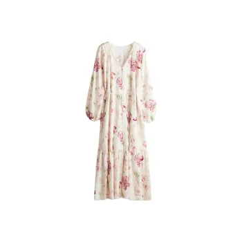H&M Long Sleeved Dress Women's Cream/Light Pink