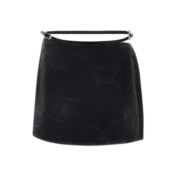 Givenchy Voyou Wrap Mini Denim Skirt