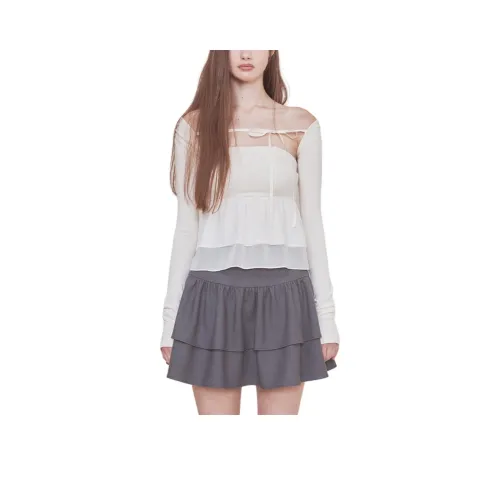 NOT YOUR ROSE FW24 Sheer Chiffon Top Casual Suit Women's Ivory/Ivory