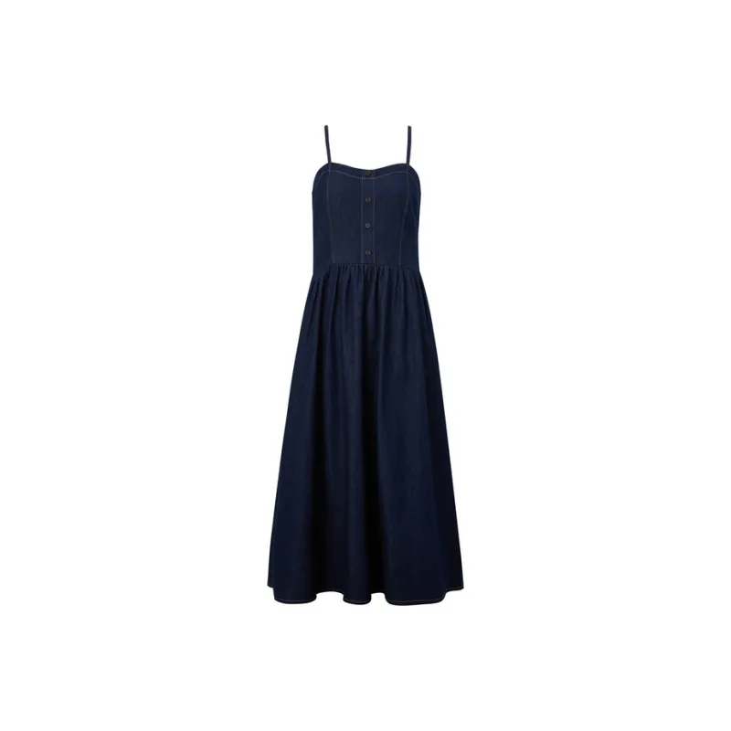 E.land Slip Dress Women's Dark Denim-0