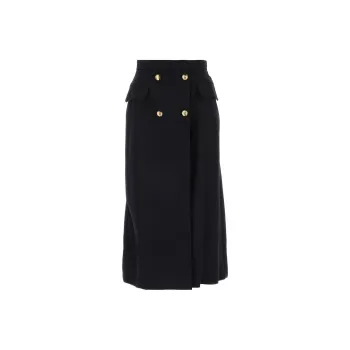 Alexander McQueen Pleated Button Detailed Midi Skirt