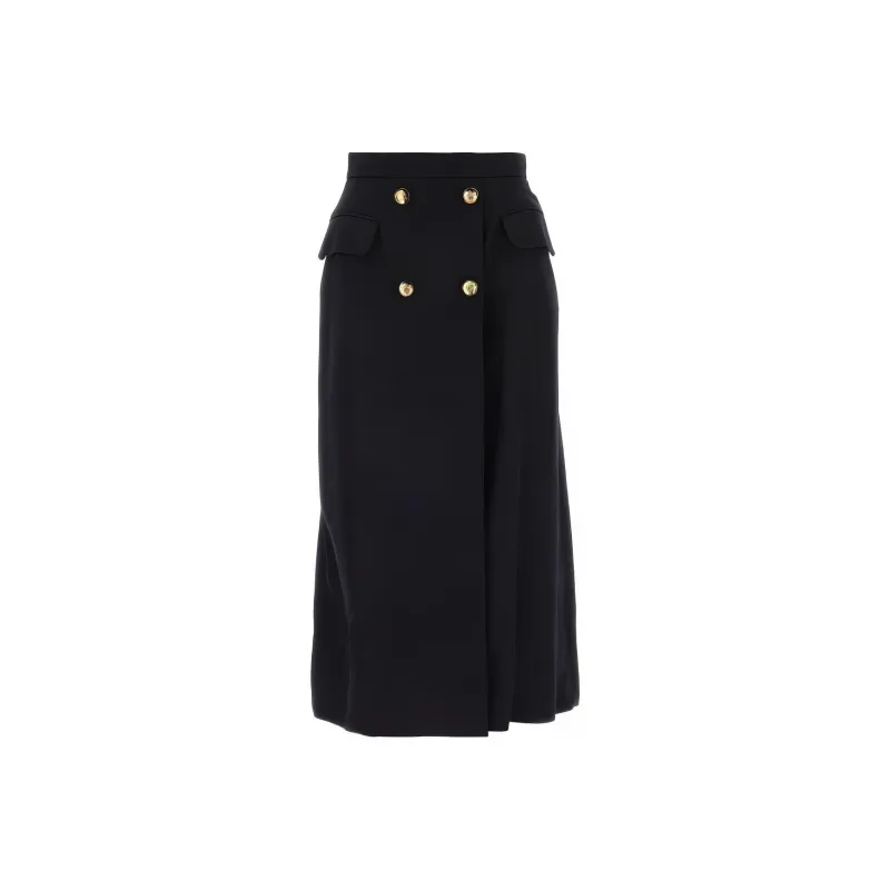Alexander McQueen Pleated Button Detailed Midi Skirt-0