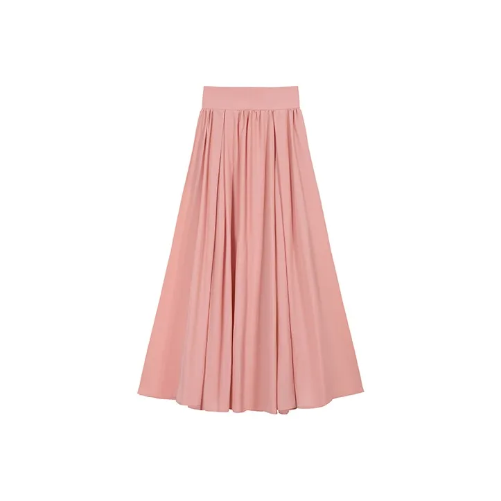 ETSE Casual Long Skirts Women's Orange Pink-0