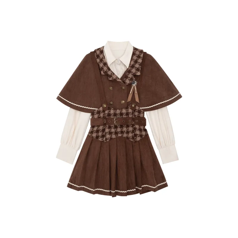 LALAJK Haily Cloak Shirt Suspender Skirt Fall And Winter Maillard Style Skirt Set Women's-0