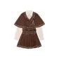 Set (Brown Cloak+White Shirt+Brown Suspender Skirt)
