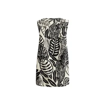 H&M Sleeveless Dress Women's Cream/Leaf Print