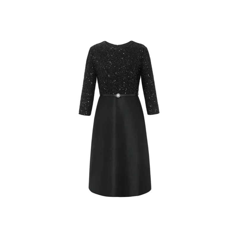 BBLLUUEE Long Sleeved Dress Women's Ink Black-0