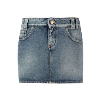 Alessandra Rich Rose print Denim Miniskirt