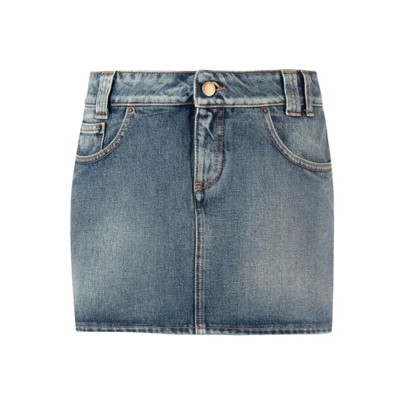 Alessandra Rich Rose print Denim Miniskirt-0
