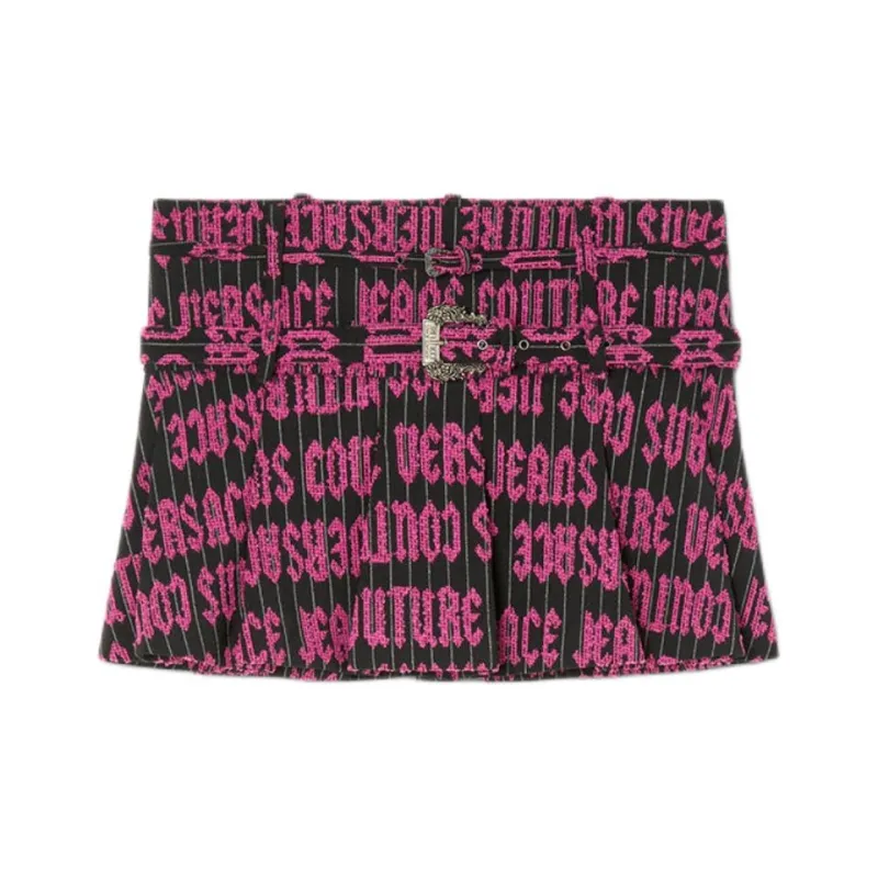 VERSACE JEANS COUTURE Embroidered logo Pleated Mini Skirt-0