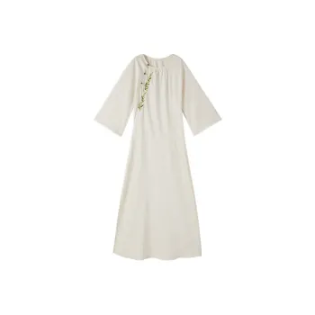 XIANGYING Long Sleeved Dress Women's Ecru