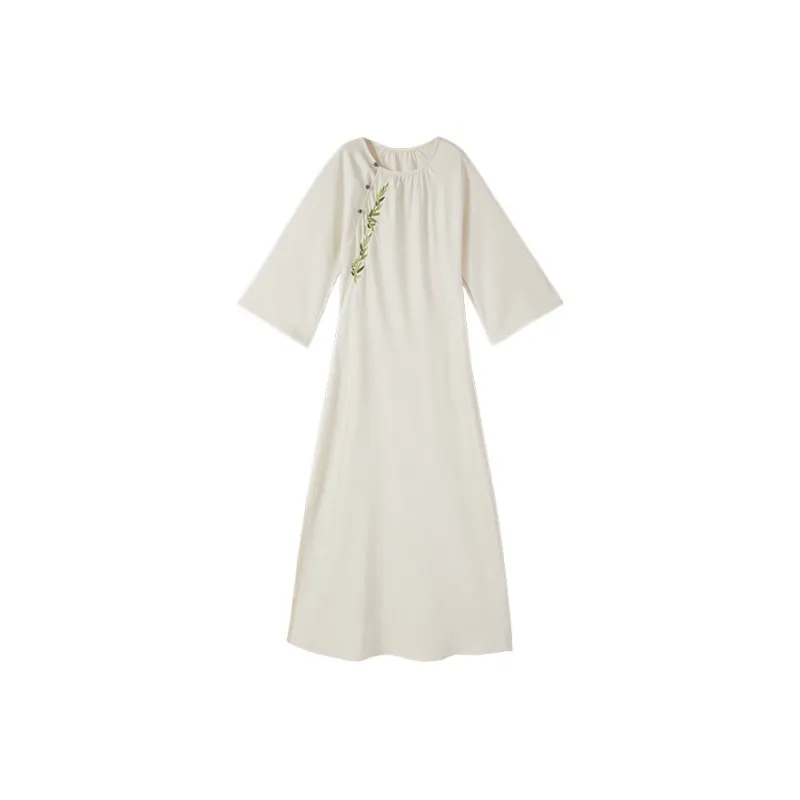 XIANGYING Long Sleeved Dress Women's Ecru-0