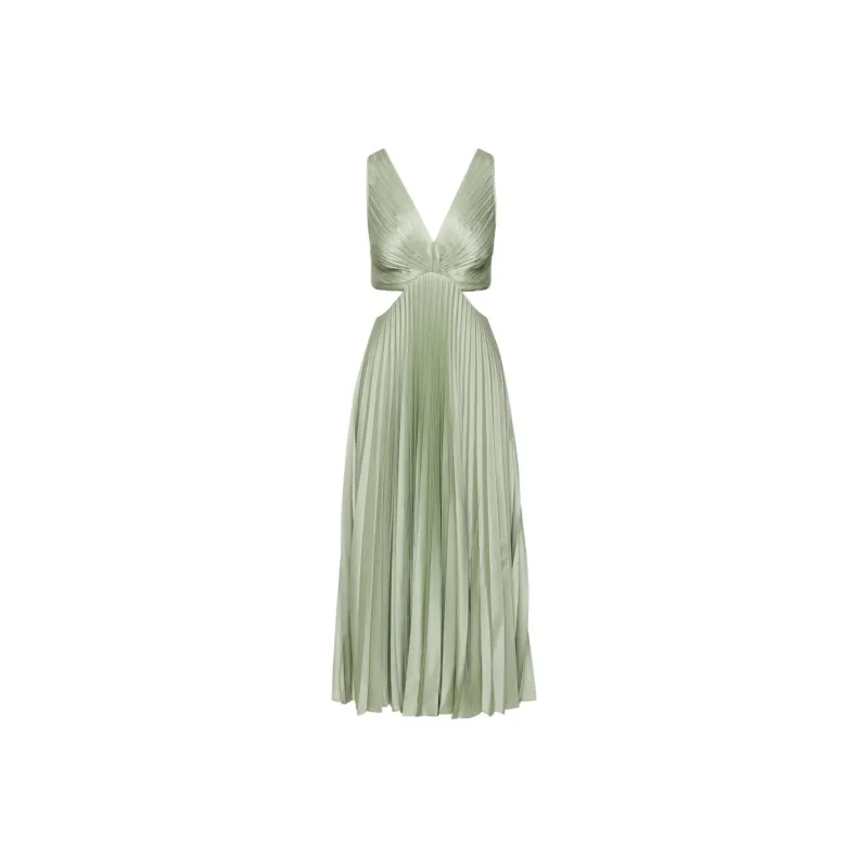 ARITZIA SS24 Ten Showpiece Satin Dress Slip Dresses Women's Silver Sage Green/Silver Sage Green-0