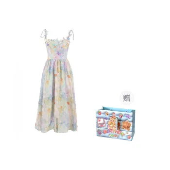 WOWI KCKS Slip Dress Women's Oil Painting Pink Blue