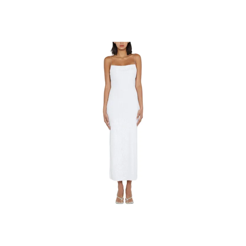 BEC+BRIDGE AALIYAH SEQUIN MAXI DRESS Slip Dresses Women's WHITE/White-0