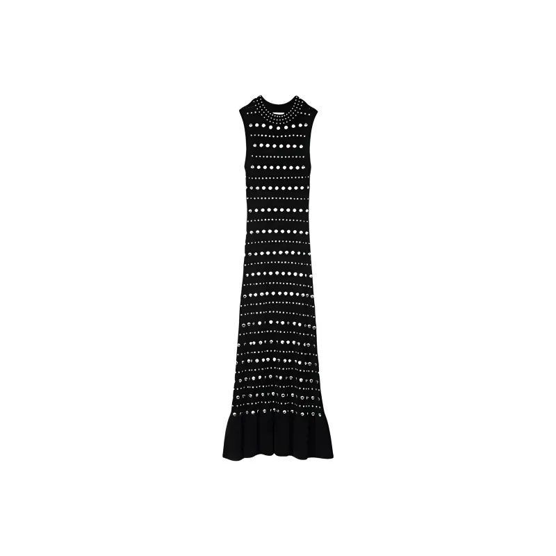 Sandro Studded Knit Maxi Dress-0
