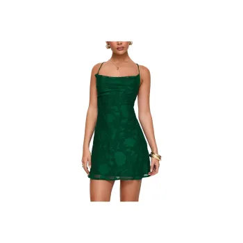 PRINCESS POLLY CELENA MINI DRESS LIGHT BLUE BURNOUT Slip Dresses Women's FOREST GREEN BURNOUT/Forest Green Burnout