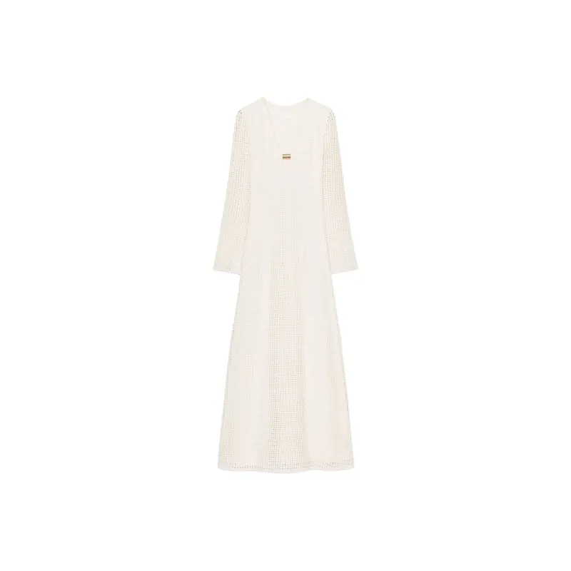 ZARA Long Sleeved Dress Women's Raw White-0