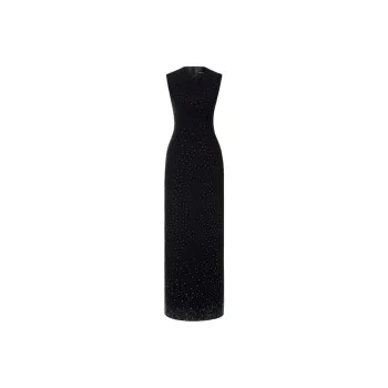 MONTSAND SS25 Black Crystal Beaded Maxi Dress Sleeveless Dress Women's Black