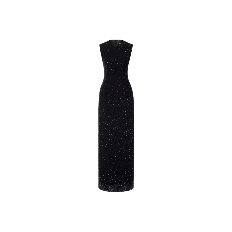 MONTSAND SS25 Black Crystal Beaded Maxi Dress Sleeveless Dress Women's Black-0