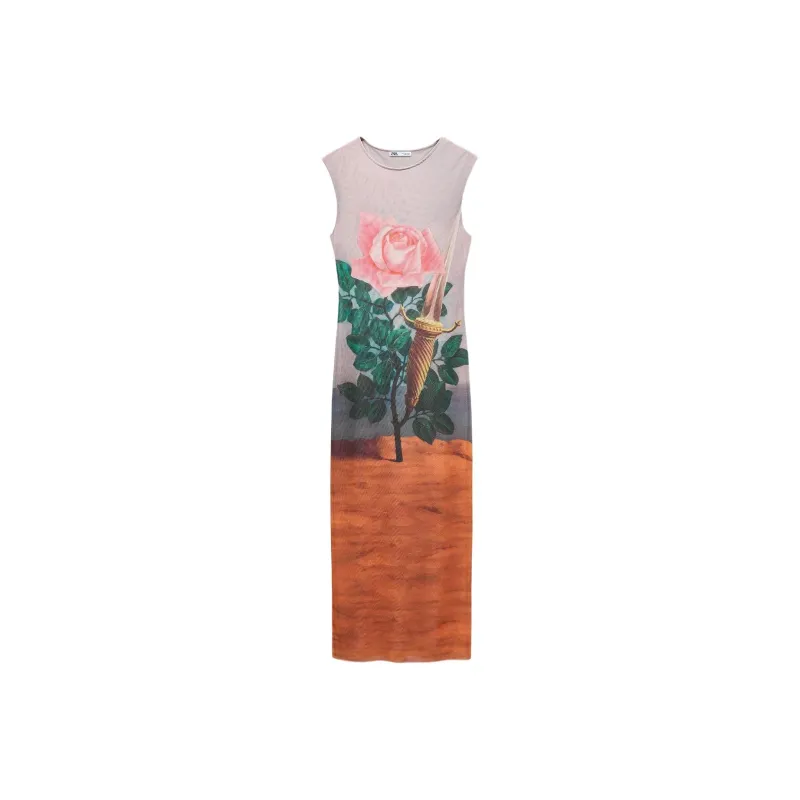 ZARA x YISHUJIA LIANMINGKUAN Slip Dresses Women's Print-0