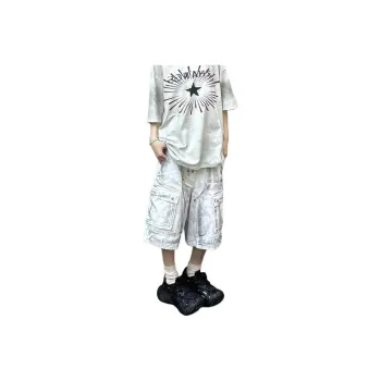 Weles Denim Shorts Unisex White