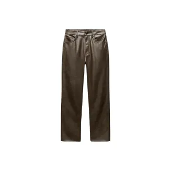 ZARA ZW Series Leather Pants Women's Brown