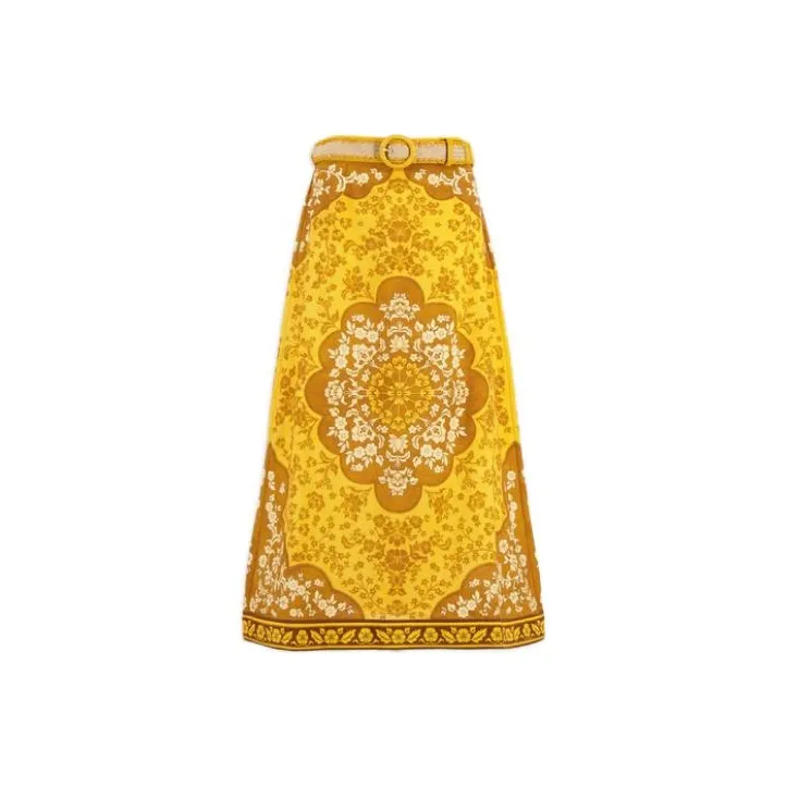 Zimmermann Casual Long Skirts Women's Yellow-0
