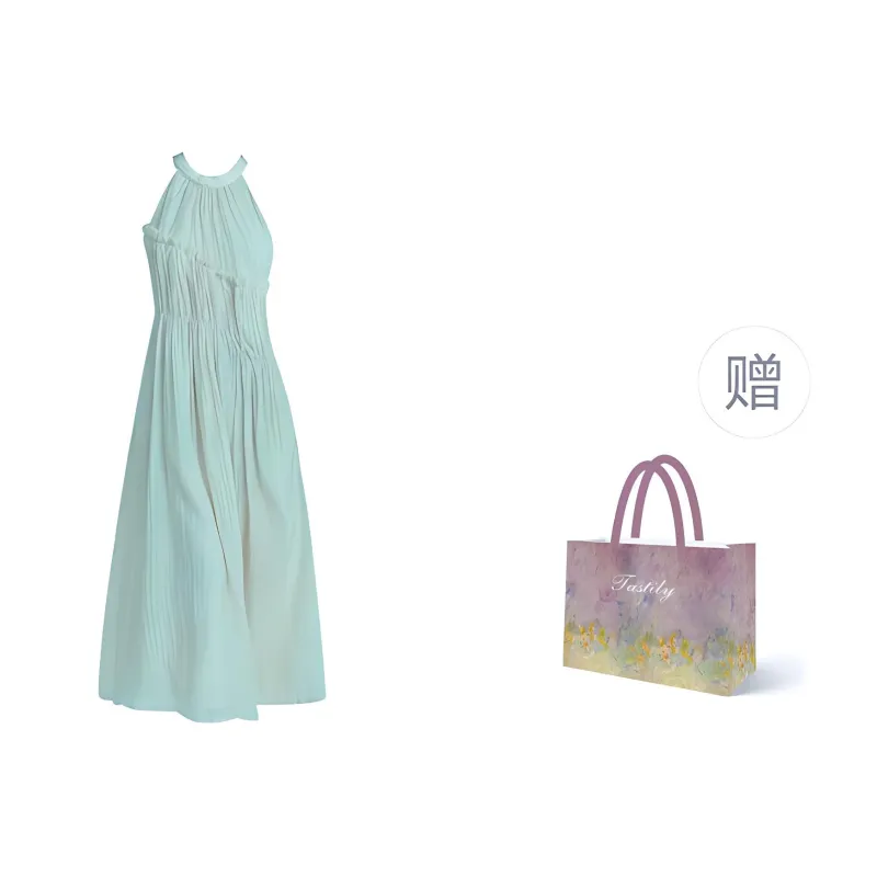 TASTILY Slip Dress Women's Blue Green-7