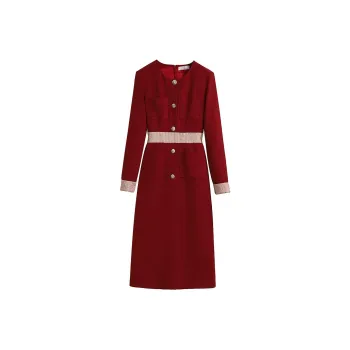 Silky Queen Long Sleeved Dresses Women's Red