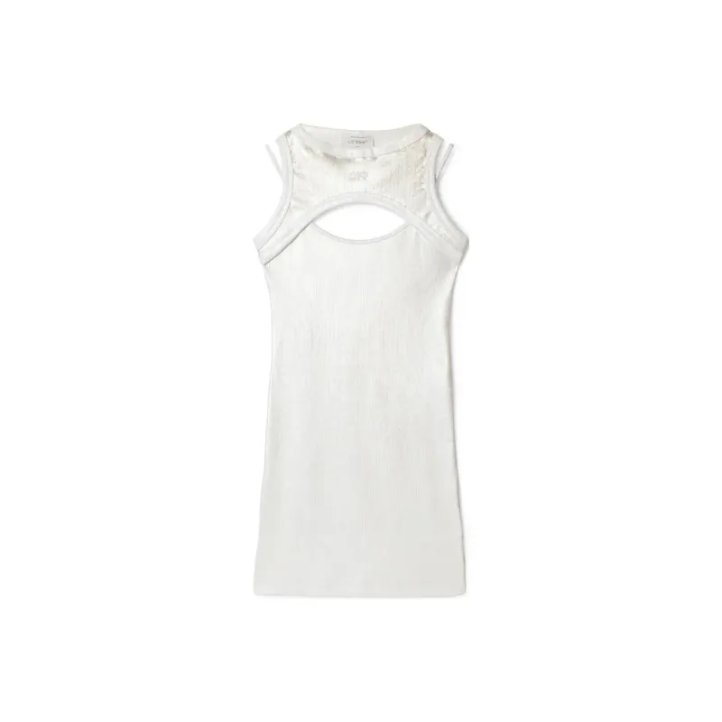 OFF WHITE Cut Out Sleeveless Metallic Dress-0