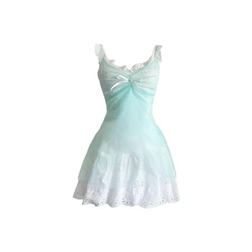 Udon House Slip Dresses Women's Ice Light White Green