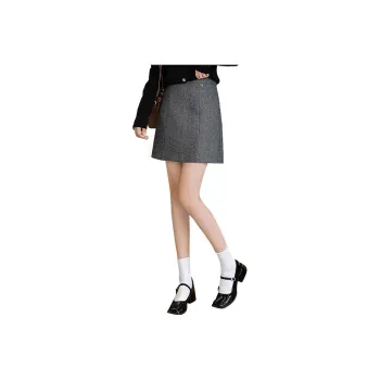 Cypress House Casual Short Skirts Women's Black Gray Herringbone