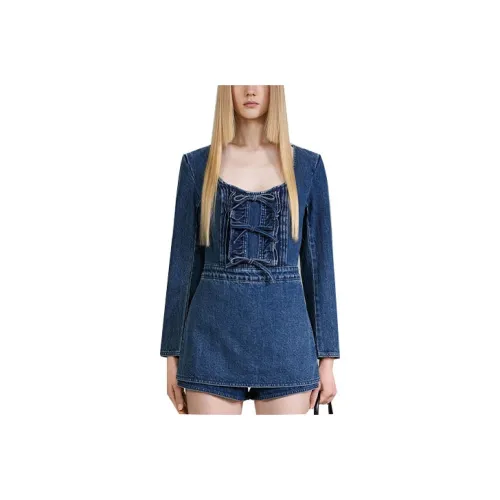 Self-portrait Denim Shorts Women's Blue