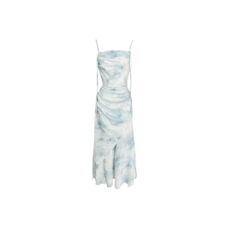 Udon House Slip Dress Women's Blue Green-0